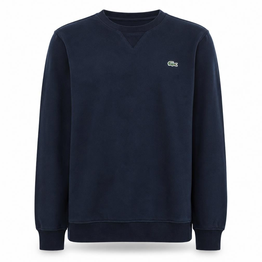 Front view of Lacoste Men's Blue Crew Neck Pullover Sweatshirt M