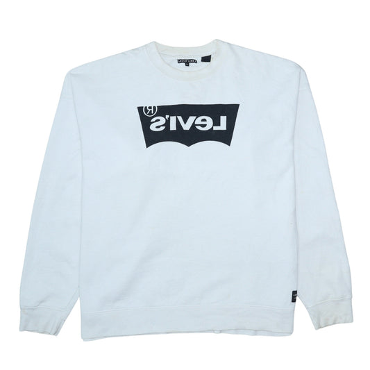 Levi's Line 8 Men's White XL Crew Neck Logo Sweatshirt