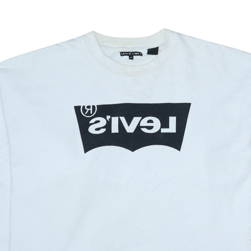 Levi's Line 8 Men's White XL Crew Neck Logo Sweatshirt