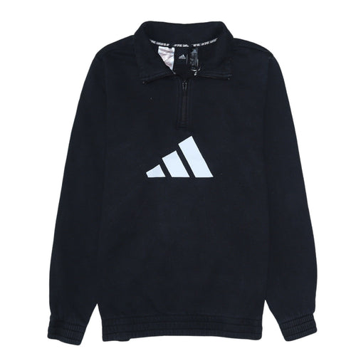Adidas Boys Black 13-14 Years 1/4 Zip Fleece Sweatshirt