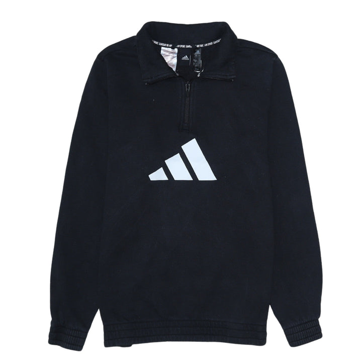 Adidas Boys Black 13-14 Years 1/4 Zip Fleece Sweatshirt