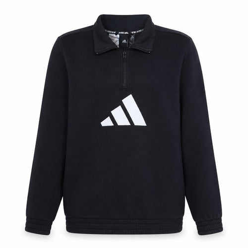 Adidas Boys Black 13-14 Years 1/4 Zip Fleece Sweatshirt