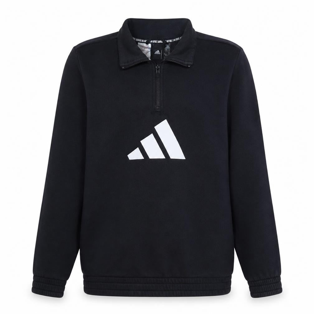 Adidas Boys Black 13-14 Years 1/4 Zip Fleece Sweatshirt