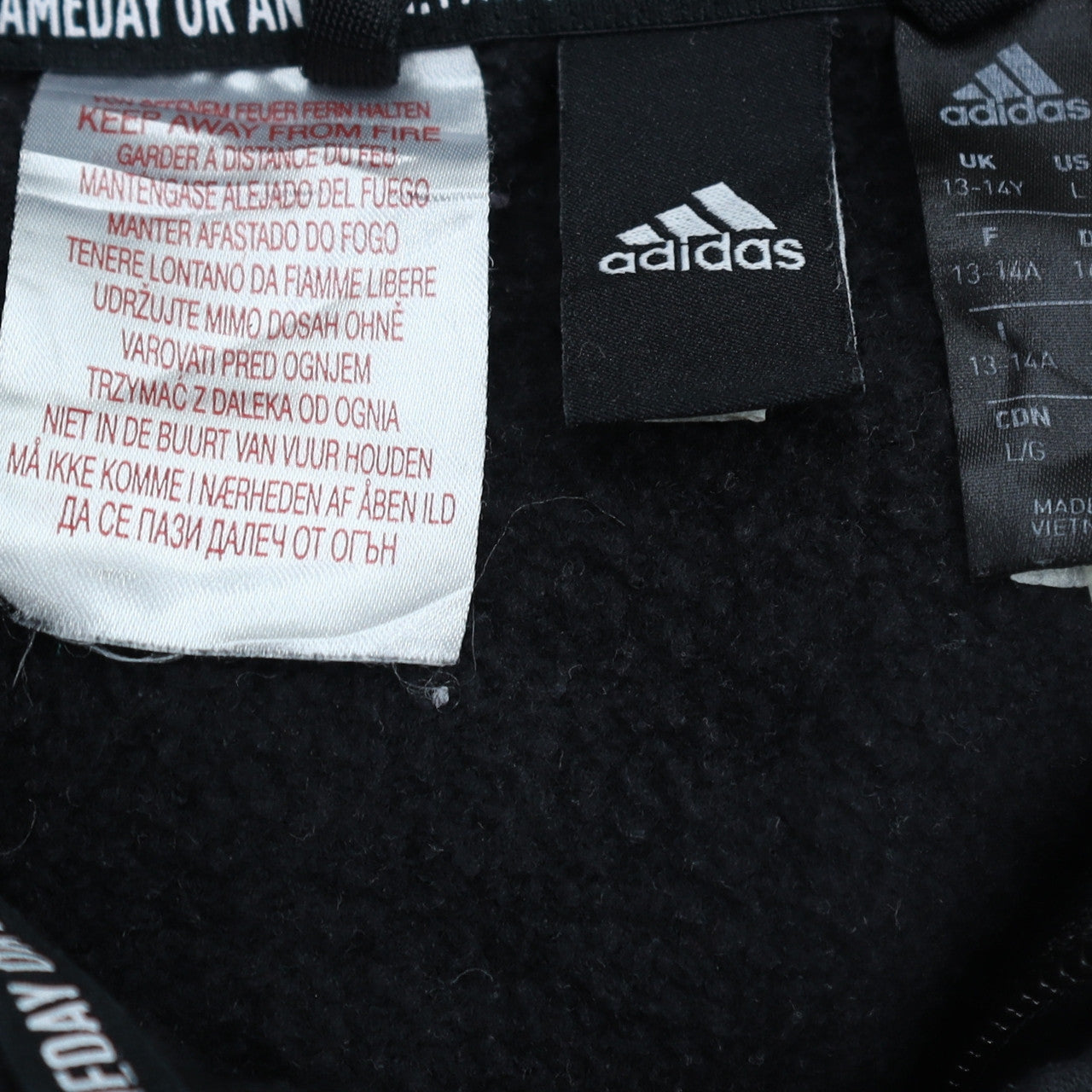 Adidas Boys Black 13-14 Years 1/4 Zip Fleece Sweatshirt