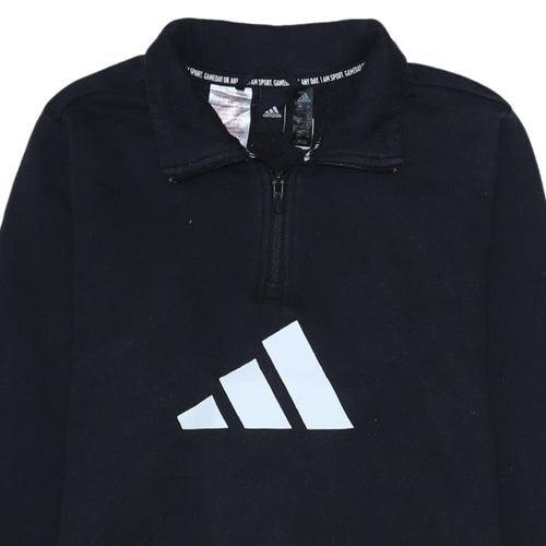 Adidas Boys Black 13-14 Years 1/4 Zip Fleece Sweatshirt