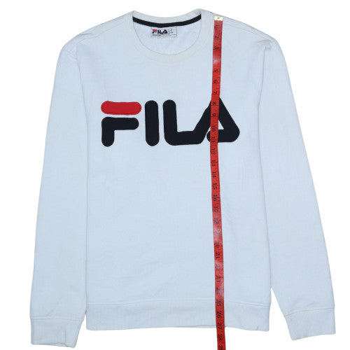 FILA Men's White Crew Neck Logo Pullover Sweatshirt Size M