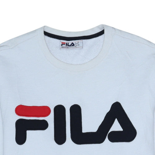 FILA Men's White Crew Neck Logo Pullover Sweatshirt Size M