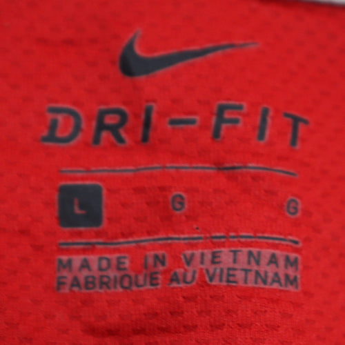 Nike Men's Red Full Zip Dri-Fit Athletic Hoodie Size L