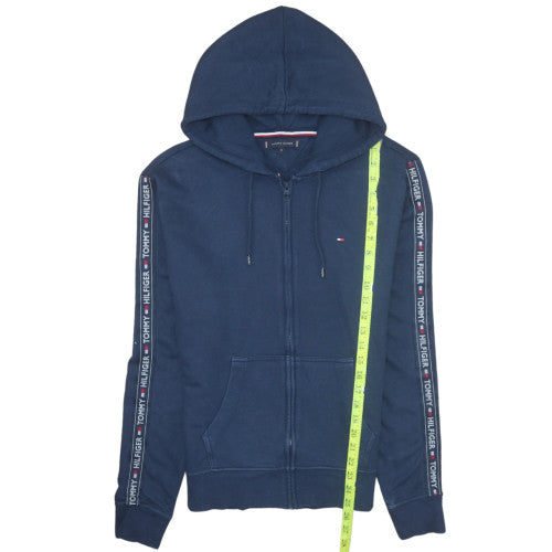 Tommy Hilfiger Men’s Blue Full Zip Hoodie M Logo Fleece Sweatshirt