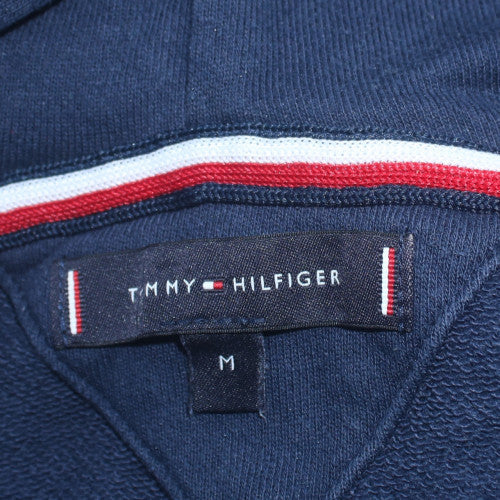 Tommy Hilfiger Men’s Blue Full Zip Hoodie M Logo Fleece Sweatshirt