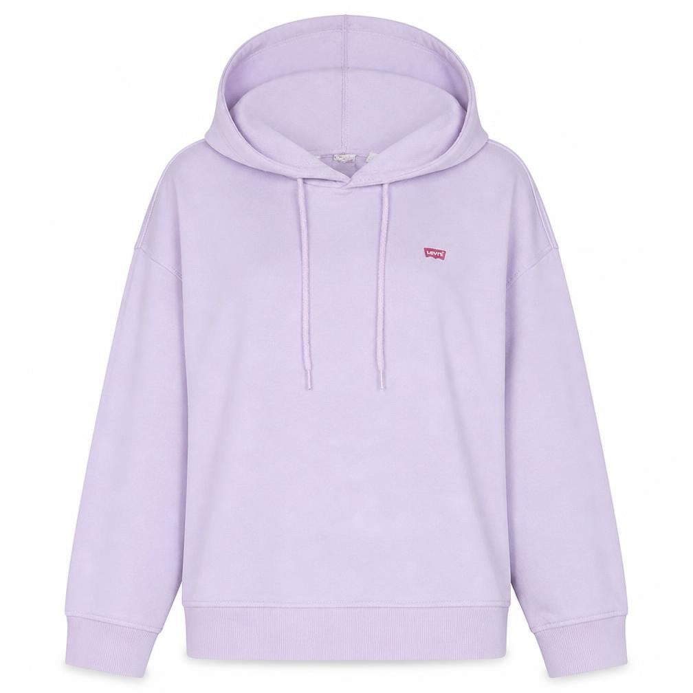 Front view of Levi's women’s lilac hoodie medium pullover cotton blend casual