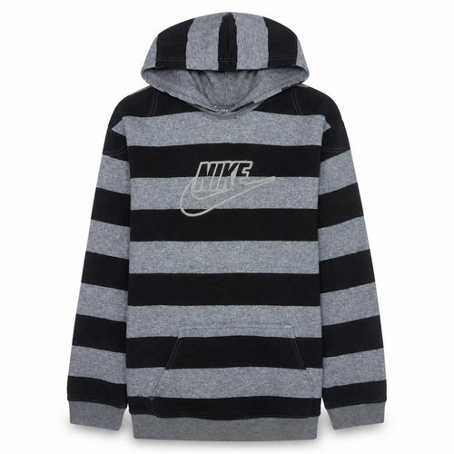 Nike Boys Grey Black Striped Pullover Hoodie XL 13-15 Years Cotton Blend