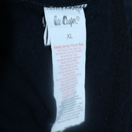 Lee Cooper Men's Black XL Pullover Hoodie with Logo & Kangaroo Pocket