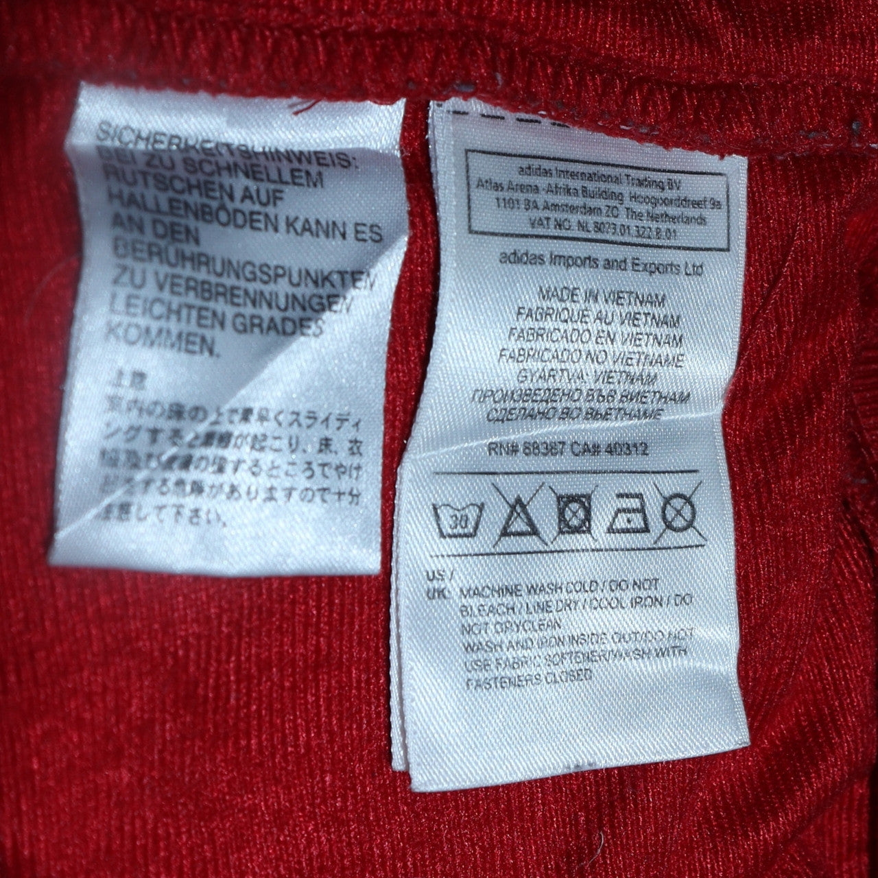 Adidas Men's Red Full Zip Track Sweatshirt Size M