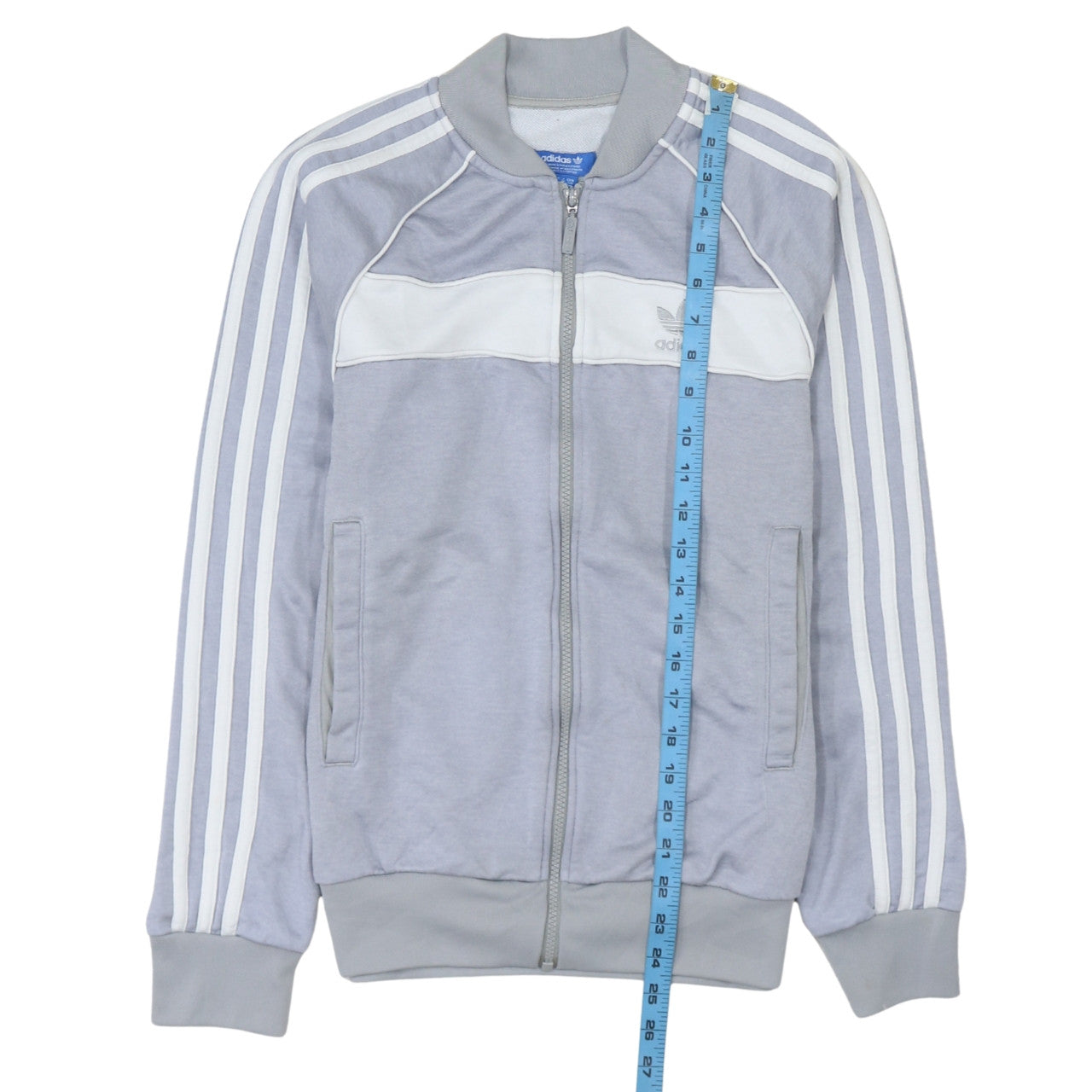 Adidas Men's Grey Full Zip Logo Sweatshirt Size S