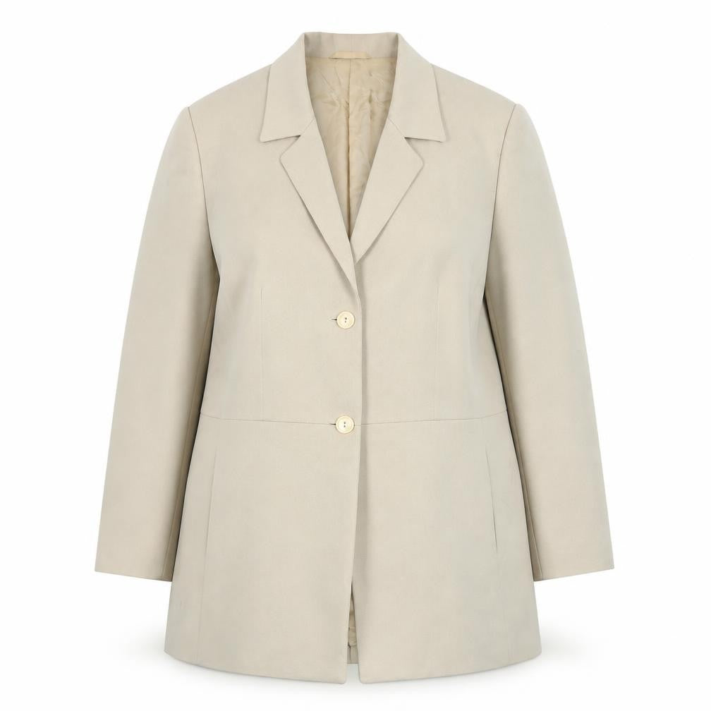 Front view of Gerry Weber Women’s Beige Blazer Jacket, size UK 18, Long Classic Lined
