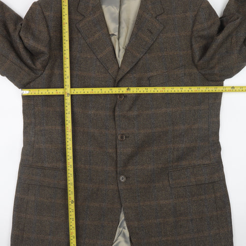 Marks and Spencer Men's Brown Check Wool Cashmere Blazer 44in M