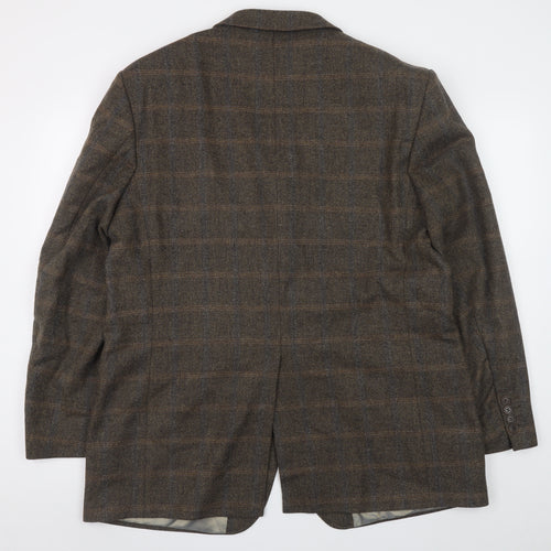 Marks and Spencer Men's Brown Check Wool Cashmere Blazer 44in M