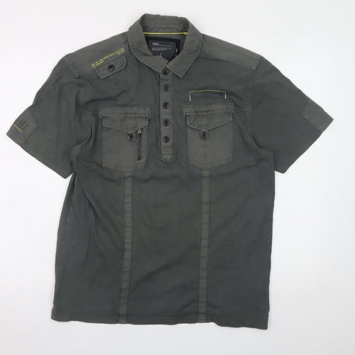 Next Men’s Green Military Style Cotton Polo Shirt L