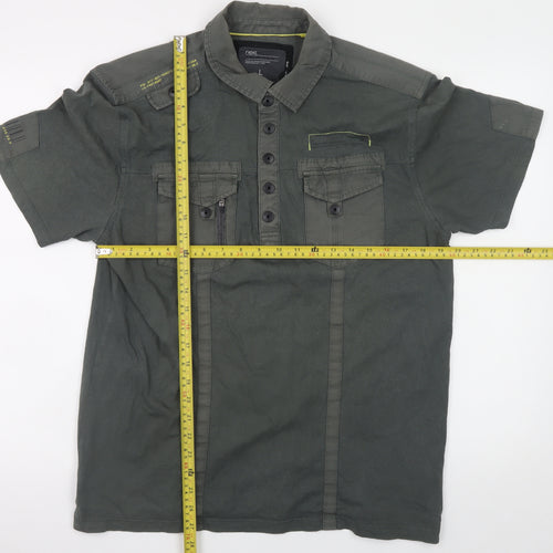Next Men’s Green Military Style Cotton Polo Shirt L