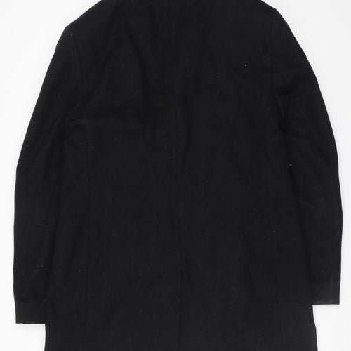 Next Men's Black Wool Blend Overcoat Medium Smart Classic Style