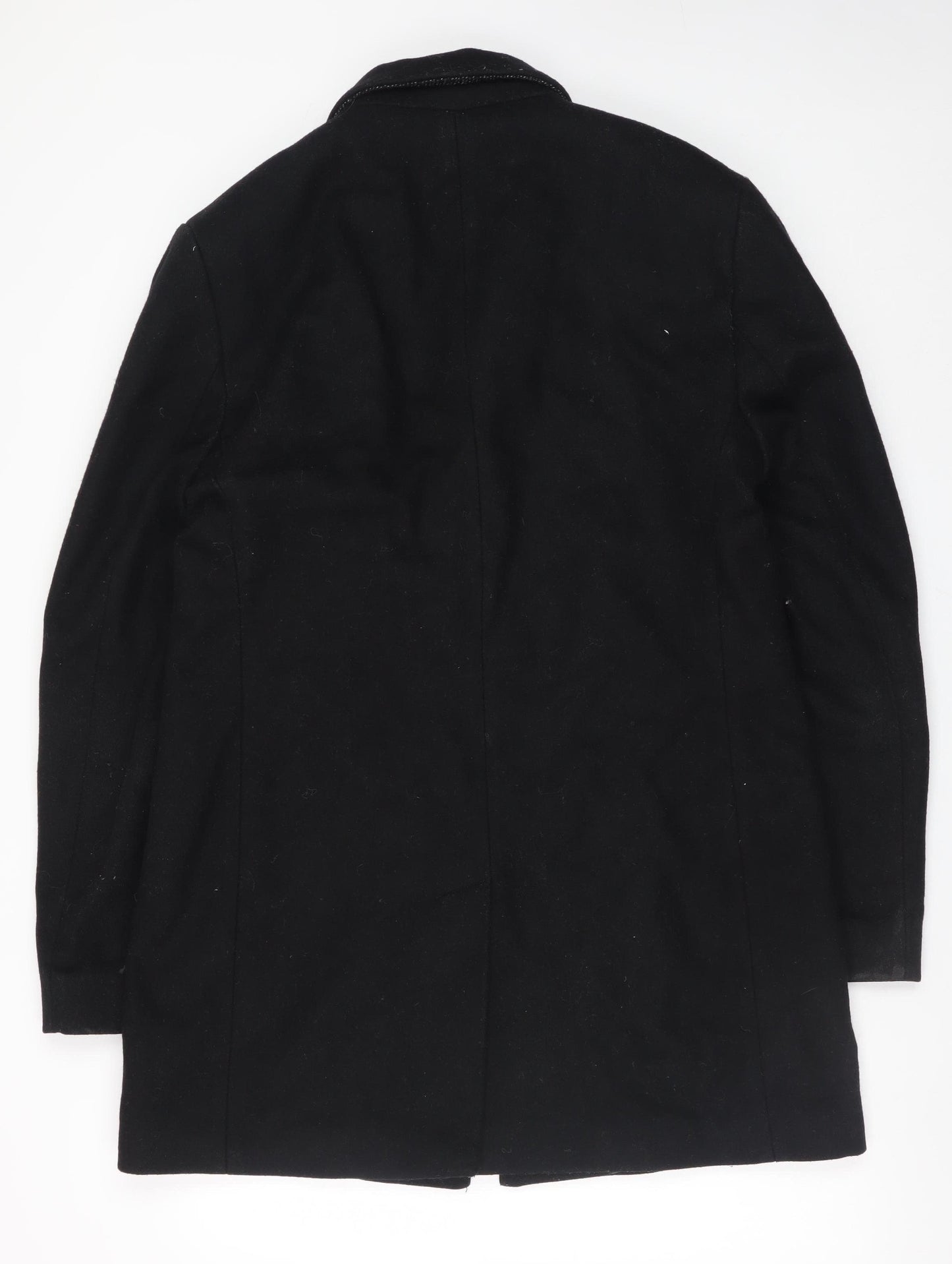 Next Men's Black Wool Blend Overcoat Medium Smart Classic Style