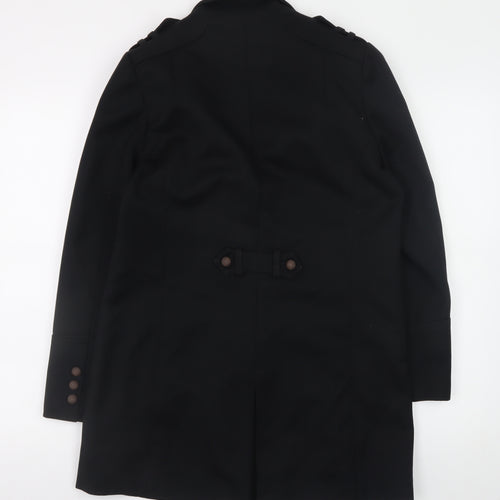Version Originale Men's Black Mid-Length Overcoat Size 38 Classic Fit