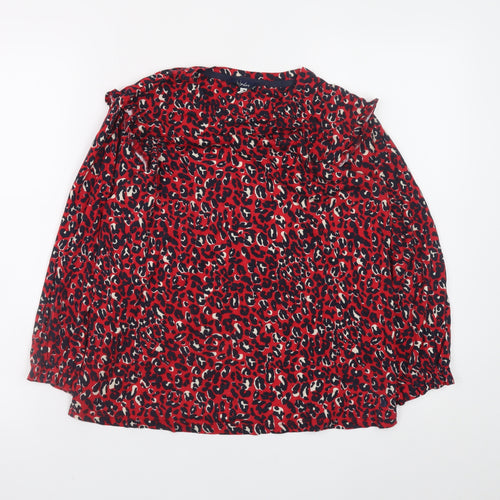 Joules Womens Red Animal Print Long Sleeve Tunic Blouse UK 12