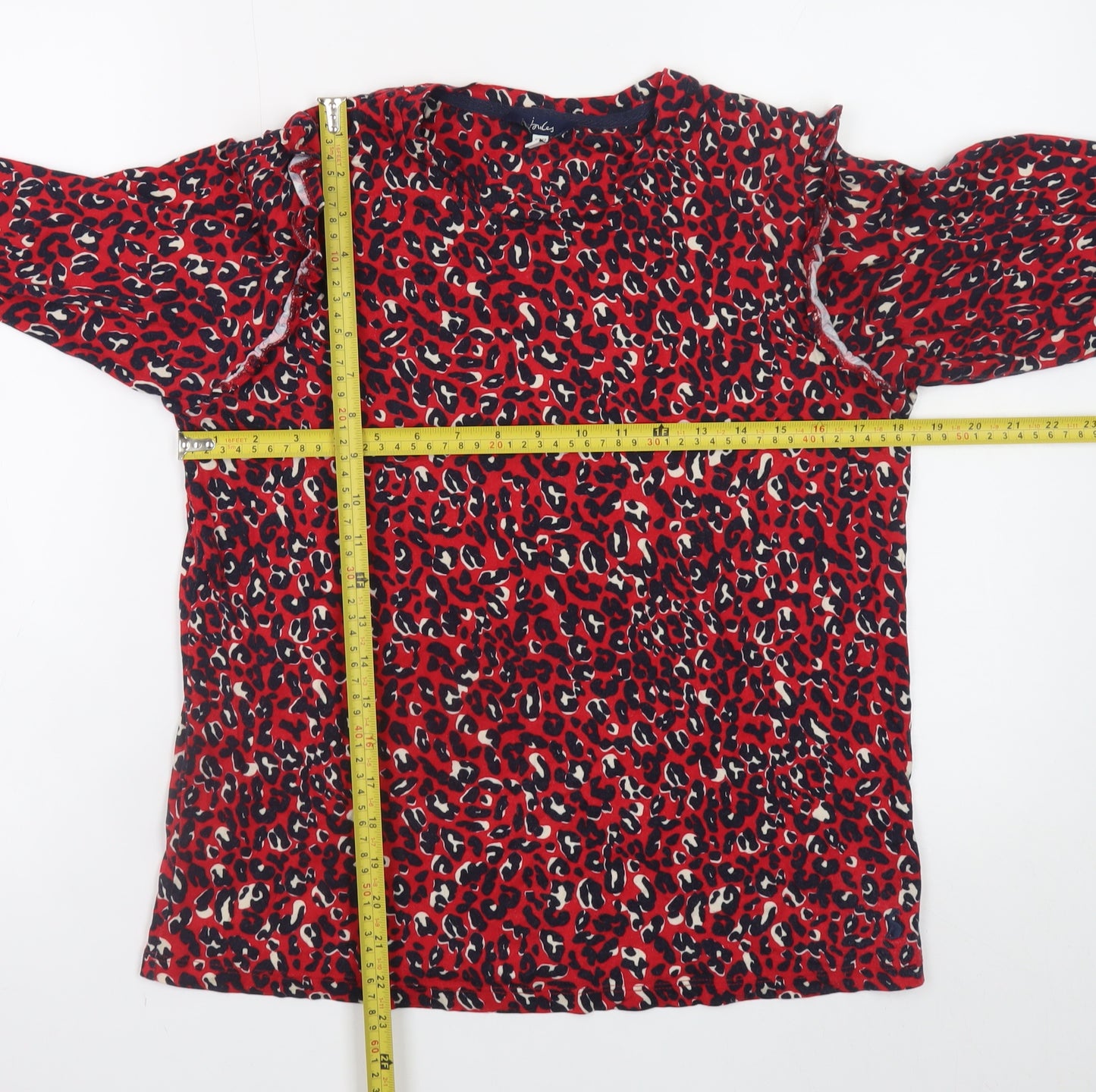 Joules Womens Red Animal Print Long Sleeve Tunic Blouse UK 12