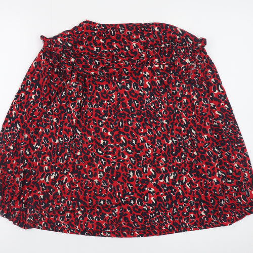 Joules Womens Red Animal Print Long Sleeve Tunic Blouse UK 12