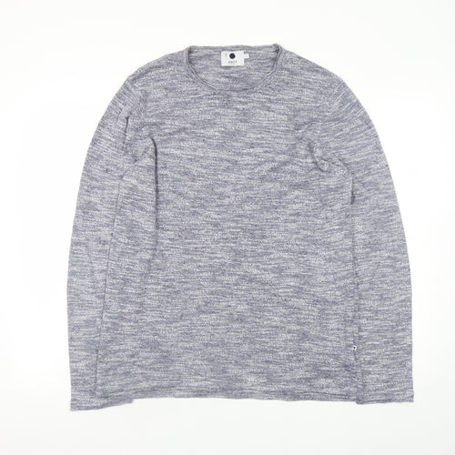 NN07 Men’s Grey Knit Cotton Blend Jumper L Crew Neck Pullover