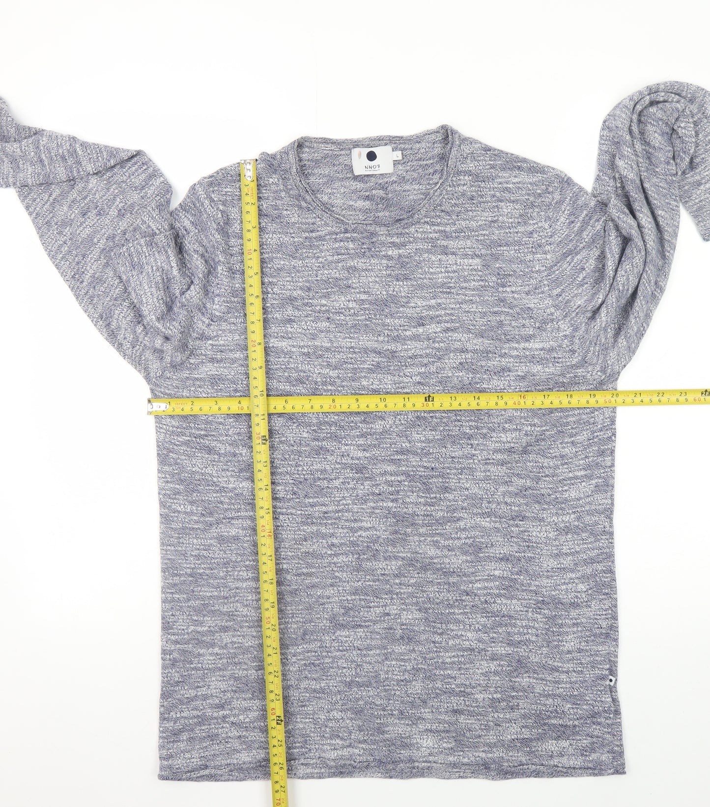 NN07 Men’s Grey Knit Cotton Blend Jumper L Crew Neck Pullover