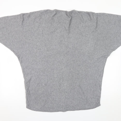 Apricot Womens Grey LOVE Beaded Crew Neck Batwing Jumper M
