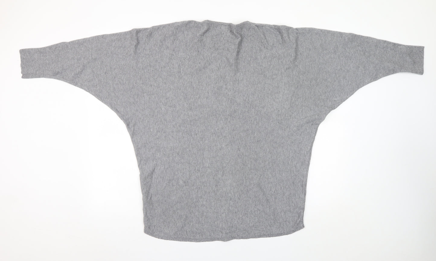 Apricot Womens Grey LOVE Beaded Crew Neck Batwing Jumper M