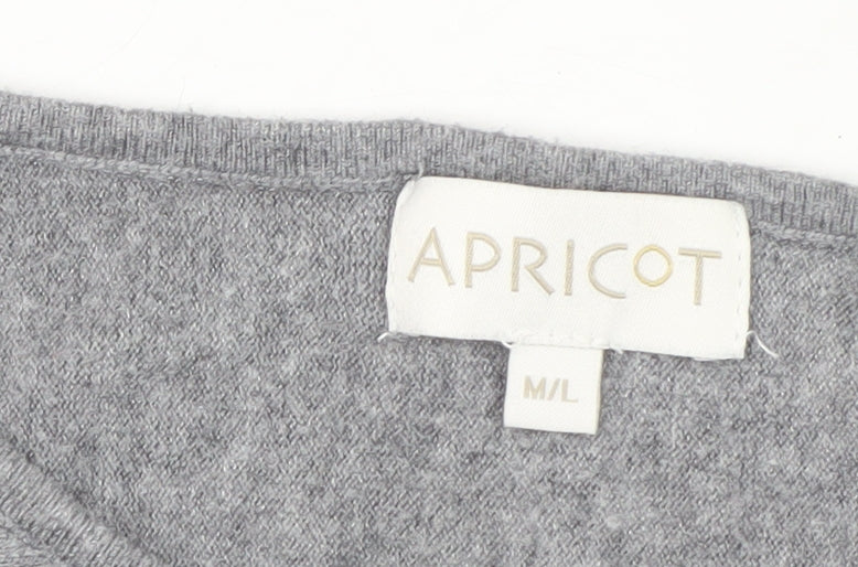 Apricot Womens Grey LOVE Beaded Crew Neck Batwing Jumper M