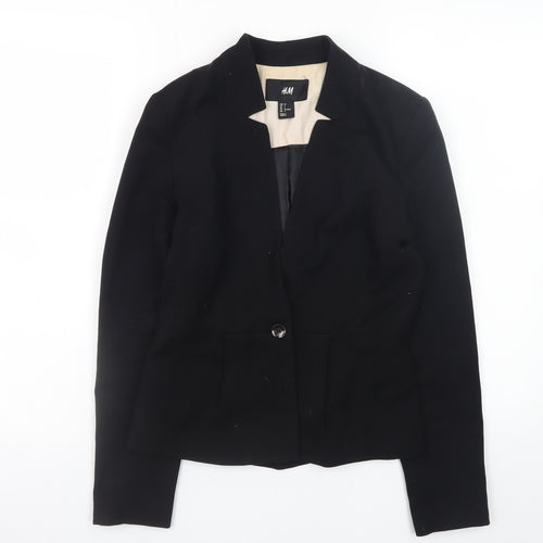 H&M Women's Black Blazer Jacket Size 8 Classic Business Style