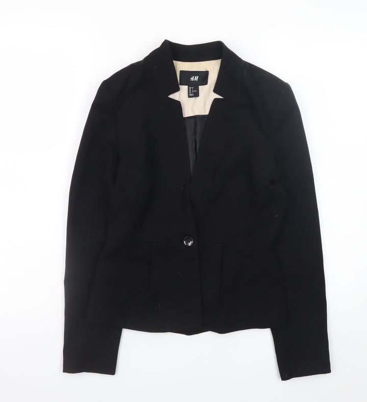 H&M Women's Black Blazer Jacket Size 8 Classic Business Style
