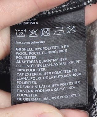 H&M Women's Black & White Checked Wool Blend Shacket Coat M