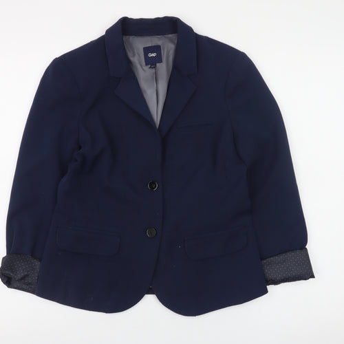 Gap Women Blue Regular Fit Blazer Jacket Size 6 Lined Business Workwear
