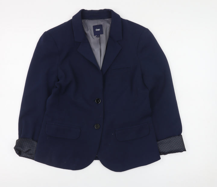 Gap Women Blue Regular Fit Blazer Jacket Size 6 Lined Business Workwear