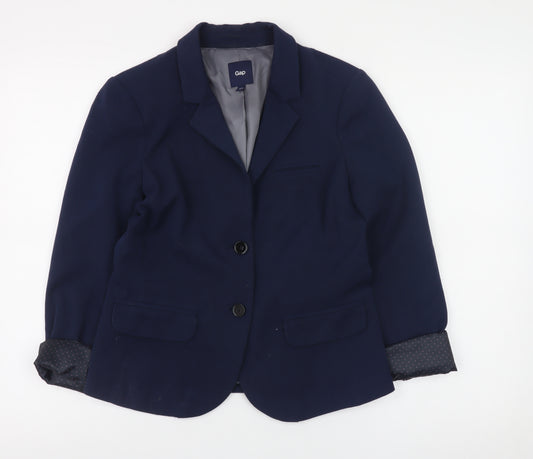 Gap Women Blue Regular Fit Blazer Jacket Size 6 Lined Business Workwear
