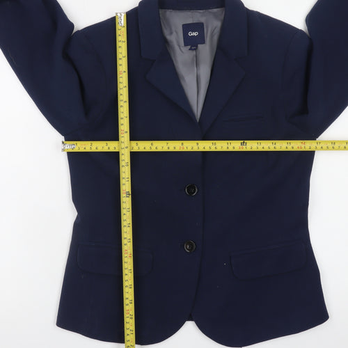 Gap Women Blue Regular Fit Blazer Jacket Size 6 Lined Business Workwear