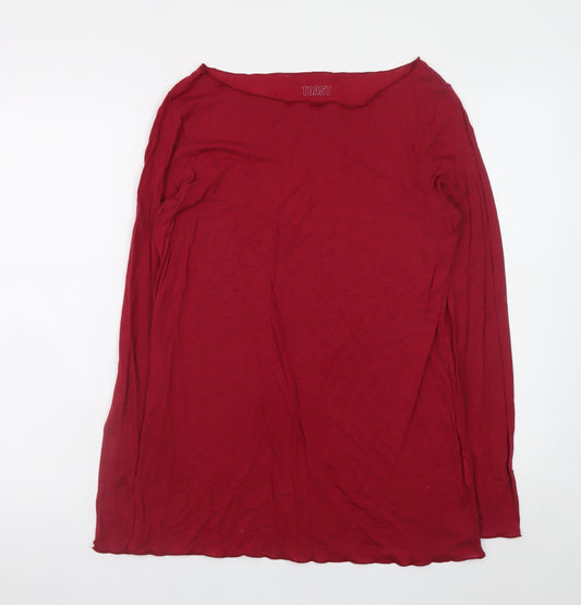 Toast Women's Red Lyocell Wool Long Sleeve Boat Neck Top Size 14