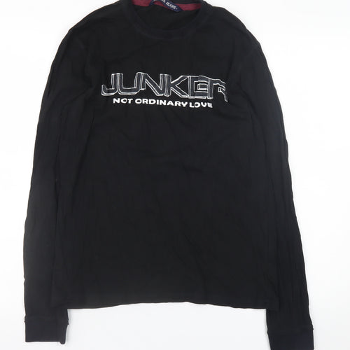 Junker Men's Black Long Sleeve Graphic T-Shirt Size L