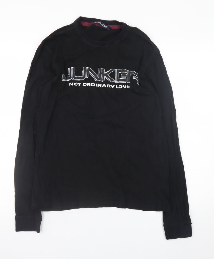 Junker Men's Black Long Sleeve Graphic T-Shirt Size L