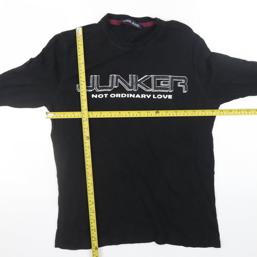 Junker Men's Black Long Sleeve Graphic T-Shirt Size L