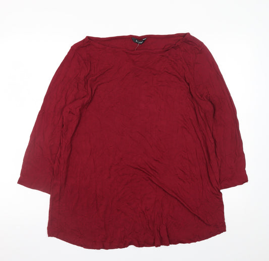 Evans Women's Red 3/4 Sleeve Basic Viscose Blouse UK 20