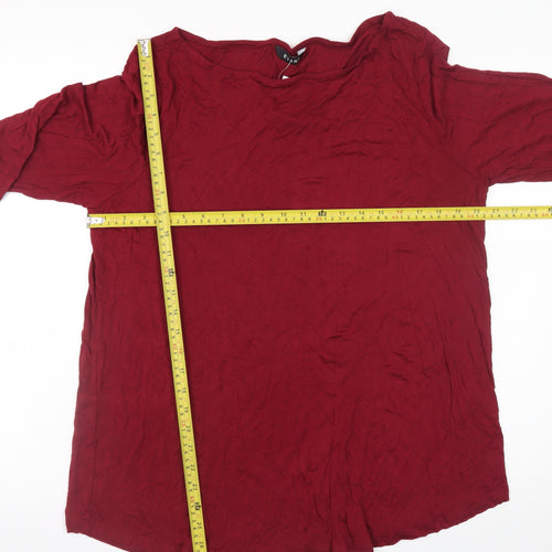 Evans Women's Red 3/4 Sleeve Basic Viscose Blouse UK 20