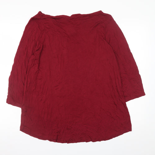 Evans Women's Red 3/4 Sleeve Basic Viscose Blouse UK 20