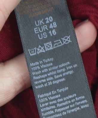 Evans Women's Red 3/4 Sleeve Basic Viscose Blouse UK 20